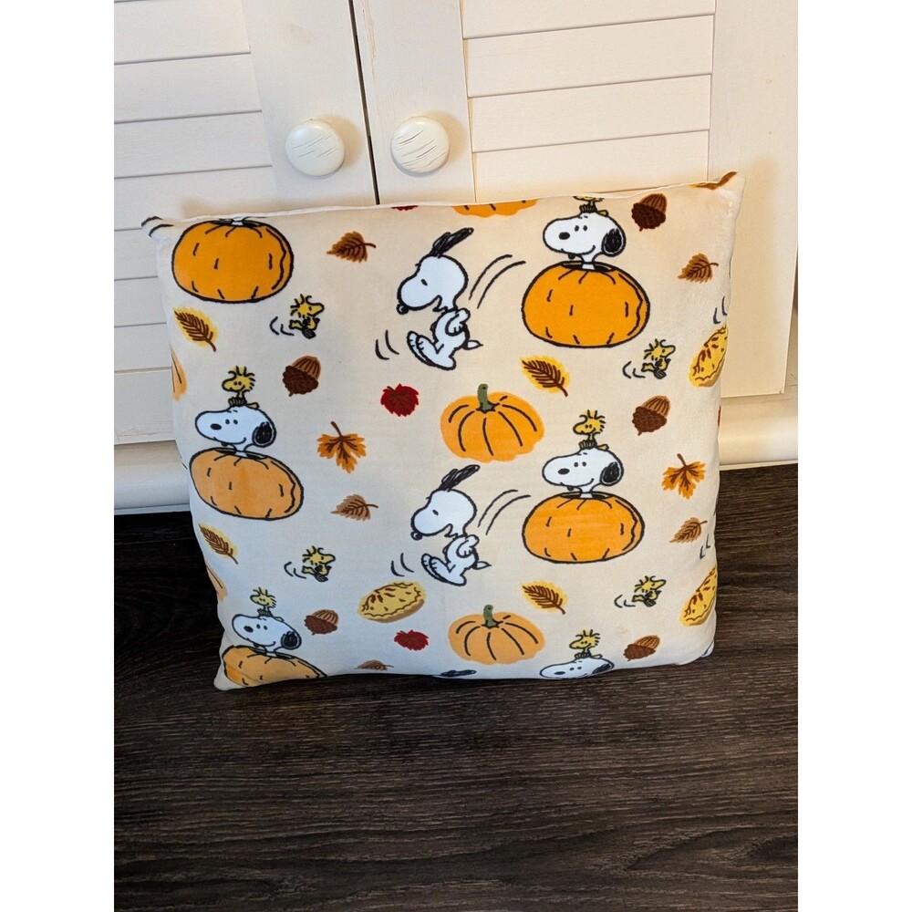 Peanuts Snoopy and Woodstock Decorative FALL/AUTUMN Throw Pillow 15" X 15"